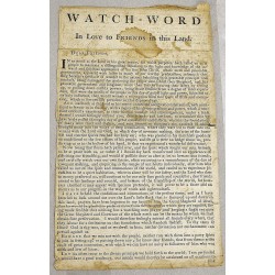 Watch-Word; In Love to Friends in this Land (Quaker, Printed Broadside) Nov. 9, 1787